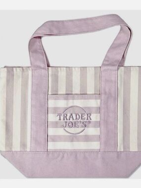 NWT Trader Joe’s Pink Stripe Canvas Tote Bag